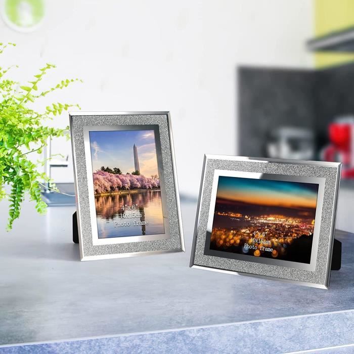 Cadre photo fait main en verre recyclé : laiton antique, photo 15 x 10 cm