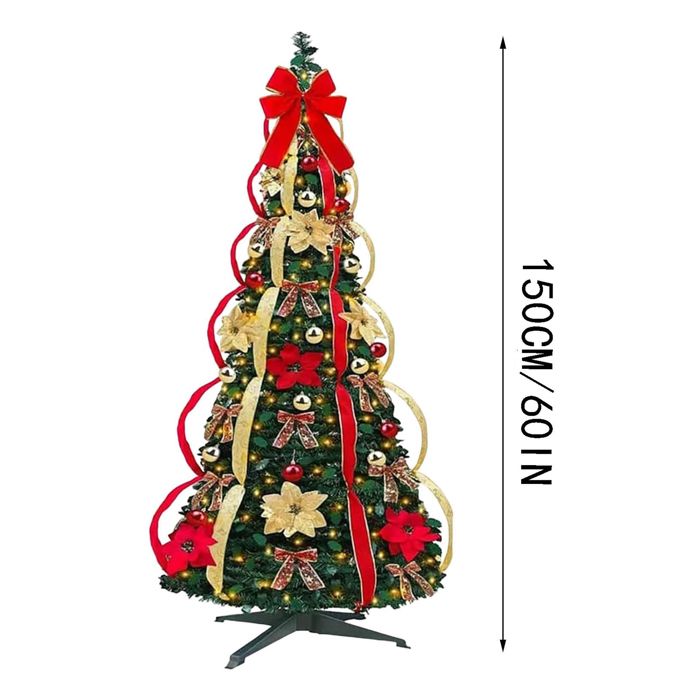 Sapin De Noël Artificiel Avec Guirlandes LED Intégrées - 150 Cm, 550 Pointes - Montage Rapide, Branches Réglables - Ignifuge