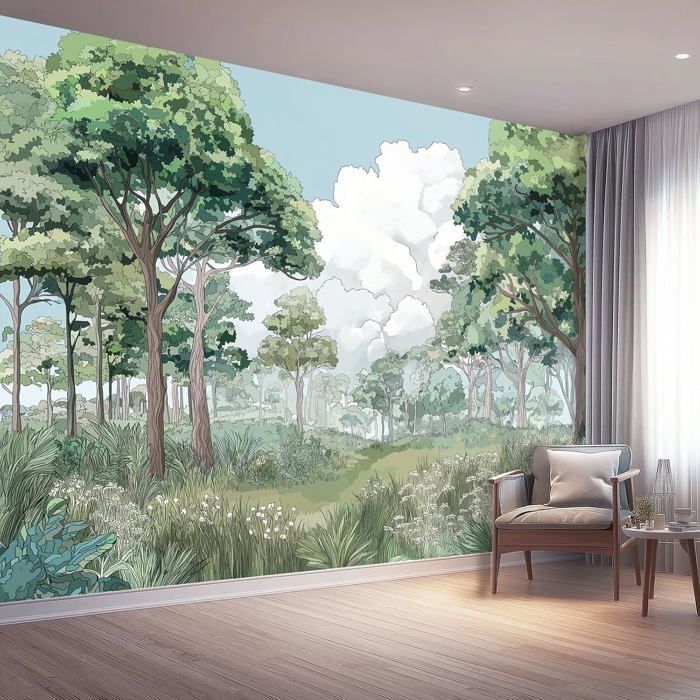 Papier Peint Panoramique 350x256cm,Style De Dessin Animé Poster Geant ...