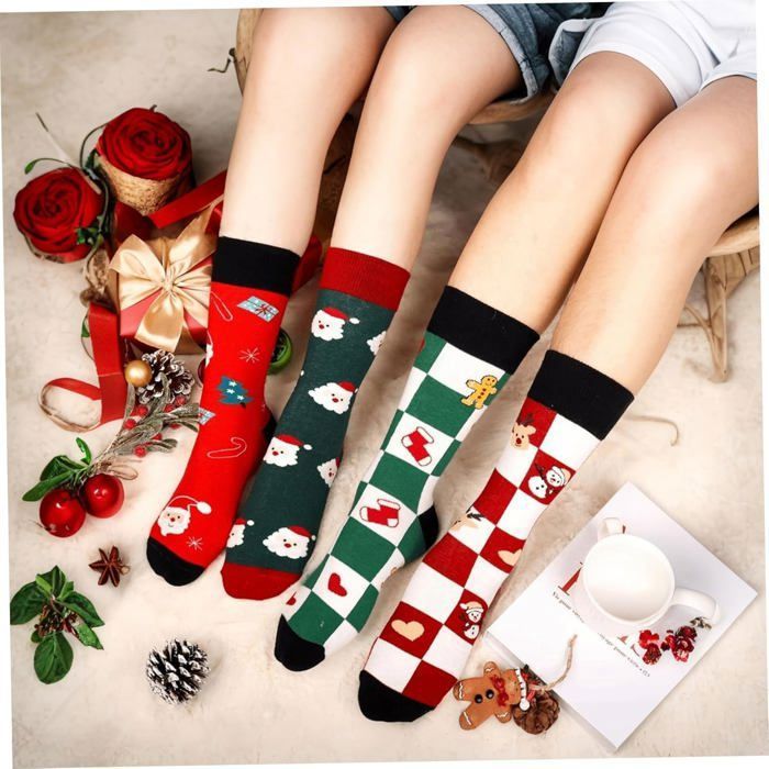 Calendrier De L'Avent 2024 – 24 Paires De Chaussettes Mix & Match, Motifs Noël, Unisexe, Cadeau Festif à Partir De 14 Ans