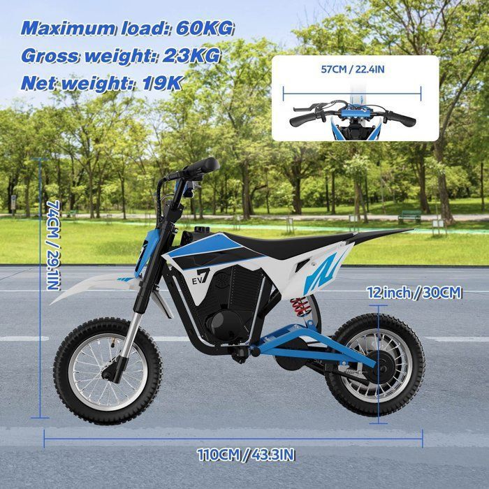 Moto électrique EVERCROSS Pour Enfants 3-12 Ans – Moteur 150W – 2 Vitesses 8/16 Km/h – Autonomie 15 Km – Pneus 12 Pouces