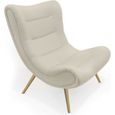 Fauteuil scandinave - MENZZO - Romilly - Tissu Beige - Assise incurvée grand confort-0