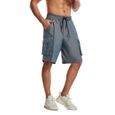 Shorts de travail multi-poches pour hommes Pantalons de jogging coupe ample Athletic Five gris-0