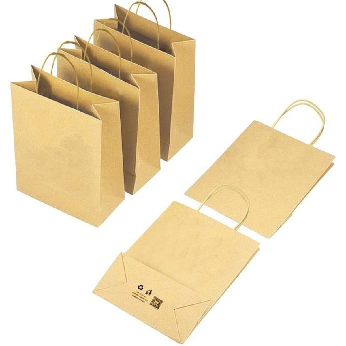 100 Sacs Papier kraft, Sac Cabas, Sac Cadeaux, plate solide, résistant
