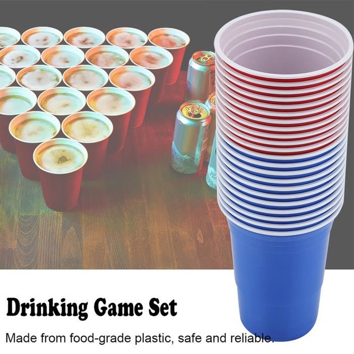 51 Gobelets Beer Pong Réutilisables + 12 Balles - 500ml | Pour Fêtes Et Soirées Entre Amis