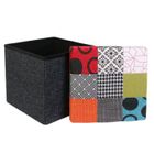 Home Deco Factory HD6506 Pouf Coffre de rangement Pliable Carré Patchwork Multicolore et noir H38 x 38 x 38 cm