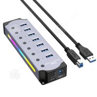 INN Station d'accueil 7 en 1 hub multi-interfaces multi-appareils avec interrupteur indépendant effets d'éclairage colorés RGB USB