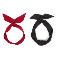 2 pcs Bandeaux Cheveux Femme Serre-tête vintage avec nœud pour cheveux Fil flexible Headbands Accessoires pour Cheveux Noir rouge