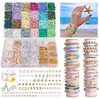 Perles Pour Bracelet, 8200+ Perles Heishi, Perle Plate Pour Bracelet de 6mm, 2 Boîtes Kit Bracelet Perle avec Lettres, Kit Perles