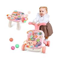 Trotteur 2 en 1 assis-debout pour bébé, chariot pour tout-petits, centre d'activités pédagogiques, plateau de jeu amovible, jouet