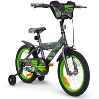 Vélo Enfant - Huffy Delirium - BMX - Roues 16" - Age 5-7 ans - 2 Freins - Stabilisateurs - Gris et Vert