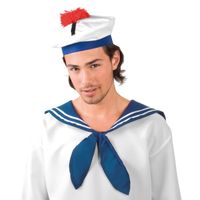 Chapeau de marin adulte - Accessoire de déguisement - Blanc, rouge et bleu marine - Tour de tête aléatoire
