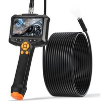 Endoscope industriel portable, endoscope étanche IP67, caméra tube HD 1080P avec lumière, câble semi-rigide 16,5 pi/5 m