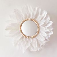 Miroirs Muraux Plume Miroir-Blanc-40CM-Miroir Art Déco Plume Miroir Rond Ornement-Pour Décoration Murale Maison