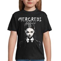 T-Shirt noir Mercredi Addams | tissu épais, 100% coton | idée cadeau Halloween | Taille S