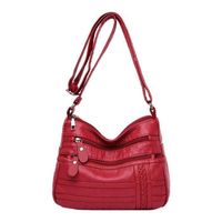 Sac à bandoulière pour femmes à la mode sac à main en cuir PU souple multi-poches sac à main pour cadeau pour dames rouge,TG09583