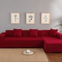 Housse de canapé de protection 3 +2 places en L d'angle en polyester pour meubles de maison douce luxueuse - vin rouge