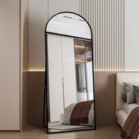 Miroir sur pied 162x53 cm, Miroir mural, Cadre en alliage d'aluminium, Verre trempé, au sol ou suspendu, pour salon, chambre ou dressing, Doré | Leroy Merlin