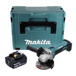 MEULEUSE Makita DGA 452 T1J Meuleuse d'angle sans fil 18 V 115 mm + 1x Batterie 5,0 Ah + Coffret Makpac - sans chargeur