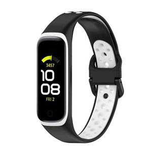 BRACELET MONTRE CONNEC. B-Noir Blanc Pour Galaxy Fit2 R220-Dragonne Pour Samsung Galaxy Fit 2 SM-R220 Smart Watchband Bracelet Pour G