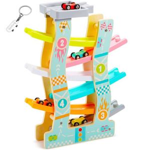 TOP BRIGHT Bois Grand Rampe Racer clic clac Piste de Course Set de Jeux avec 4 Course Voitures Petit Enfant Jouets