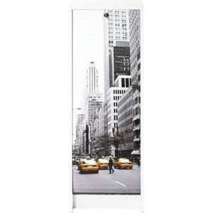 MEUBLE CLASSEMENT Classeur à rideau 37,8 cm - Blanc imprimé New York