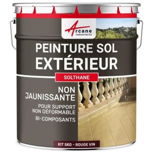 PEINTURE - VERNIS Peinture sol extérieur intérieur pour béton haute résistance non jaunissante SOLTHANE  Rouge vin ral 3005 - Kit de 5 kg
