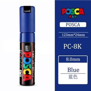 MARQUEUR Bleu - 1 Pièces Uni Posca Marqueur de Peinture Marqueur Stylo Épais nib 8MM PC 8K 15 Couleurs, Adapté Pour le