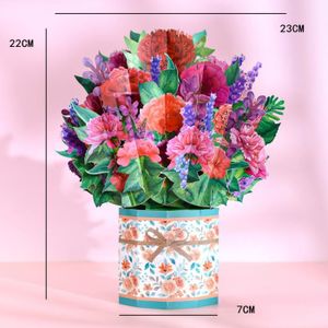 FAIRE-PART - INVITATION Faire-part - invitation,Cartes de vœux pour Bouquet de fleurs artificielles,pour fête des mères,cadeau de - carnation[E]