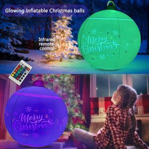 DÉCORATION LUMINEUSE Dilwe Boule de Noël gonflable PVC lumineuse avec éclairage LED rechargeable, décoration extérieure pour jardin et piscine