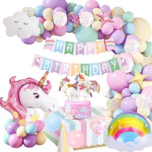 Décorations de fête d'anniversaire tête de licorne arc-en-ciel, ballons en  aluminium pour enfants, fournitures de fête de ballon licorne à l'hélium,  décor de fête prénatale de mariage (violet) 