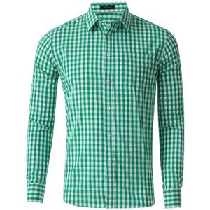 CHEMISE - CHEMISETTE Chemise Homme Coton Manches Longues Chemisette à Carreaux Classiques Casual Shirts Business Formelle Chemises Regular Fit -  Vert 1