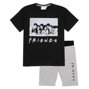 Ensemble de vêtements Ensemble de pyjama Friends - Fille - Noir / gris - Col ras-du-cou - Manches courtes - Taille élastiquée