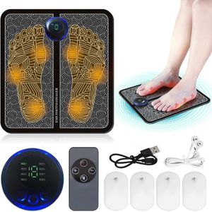 APPAREIL ÉLECTROSTIM Masseur de pieds - TRAHOO - EMS Foot Massager - 8 modes et 19 arrêts - Chargement USB et télécommande