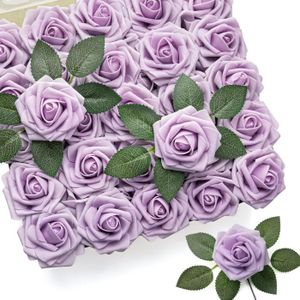 FLEUR ARTIFICIELLE 50 roses artificielles lilas pour décoration, rose