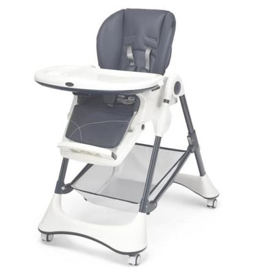 COSTWAY Chaise Haute Bébé Pliable 4 En 1 Avec Barre De Jouets,Double Plateau 7 Hauteurs, 4 Angles Inclinable 6-36Mois 15KG Gris - Puériculture & Eveil Bébé