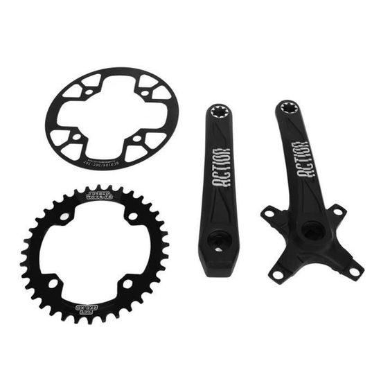 Dickly Pédalier de vélo carré Conique VTT, Ensemble de Bras de manivelle à Vitesse Unique pour l'équitation, Argent