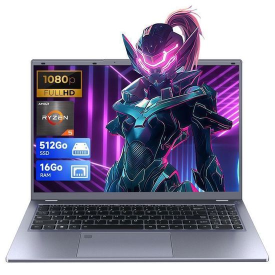 Ordinateur Portable 15,6" Ryzen 5 7430U, 16 Go RAM, 1 To SSD, Windows 11 Pro - Écran Full HD, Rétroéclairé, Wi-Fi 5, USB-C