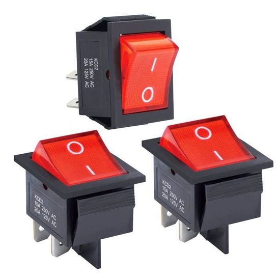 2 Interrupteurs à Bascule 3 Positions ON-OFF-ON - 6A 250V, 6 Broches, SPDT, Forme Rectangulaire
