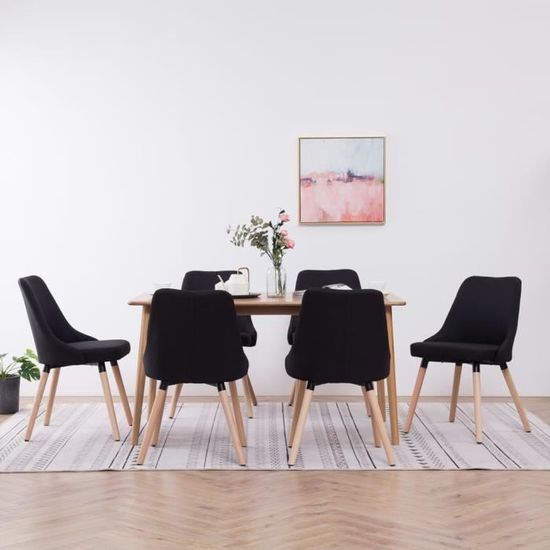 XIJ✮Chaises de Salon 6 pcs | Chaises de Salle à Manger | Chaise Scandinave Noir Tissu,43 x 43 x 83 cm-Style d'intérieur scandinave