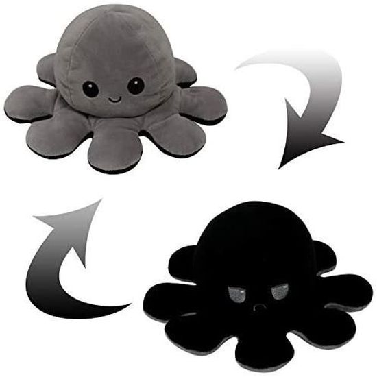 Peluche Pieuvre Reversible Jouet Doudou Gris Et Noir Enfant Garcon Fille Cadeaux Humeur Neuf Cdiscount Jeux Jouets