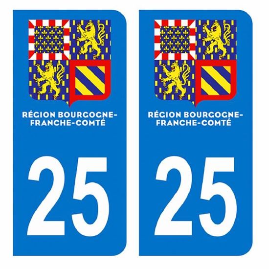 2 Stickers Style Plaque Immatriculation Blason Bourgogne Franche-Comté - Neufs