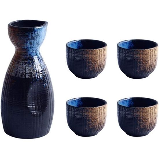 ZEALMAX Set De 7 Tasses à Saké Et Pichet Japonais - Service à Saké En Céramique Pour Vin Et Thé