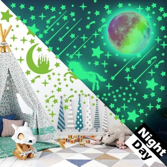 629 Autocollants Lumineux Étoiles Et Lune - Pour Plafond Chambre Enfant - Effet Ciel Étoilé Phosphorescent