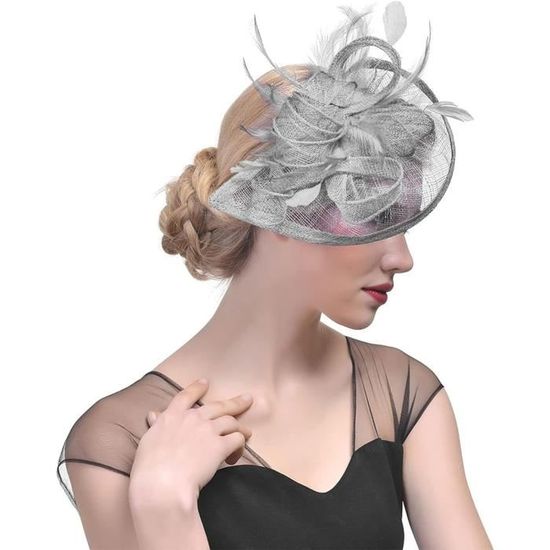 Bibi Bandeau Vintage Argenté Pour Femme Avec Voile Et Plumes - Chapeau Fascinator Pour Mariage, Fêtes Et Cérémonies