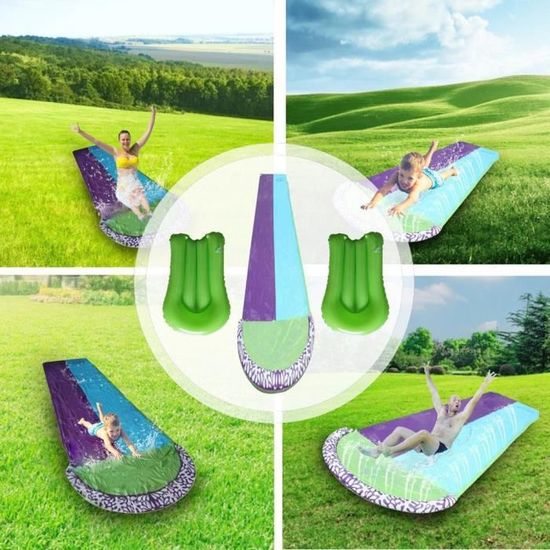 Toboggan Aquatique Géant 30 Pieds - Avec Arroseur Intégré - 2 Planches Gonflables - Pour Jardin Et Fête