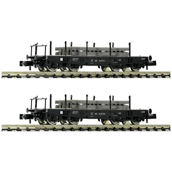 Wagon Grue FLEISCHMANN Avec Deux Wagons Plats - Réf 5595-5202-5596, époque 3