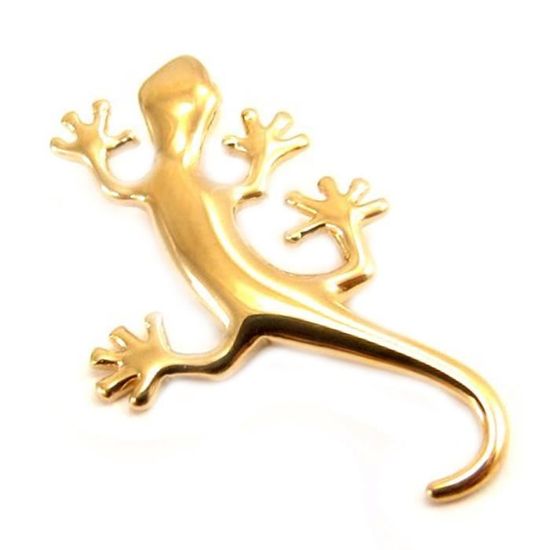 Broche Vintage Salamandre/gecko Laiton Doré Strass - Provence - 60x30mm