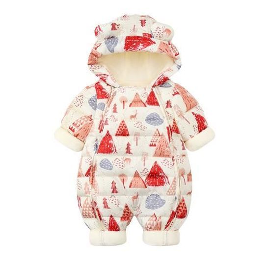 Combinaison Neige Bébé Garçon Fille - Double Fermeture éclair - Capuche à Oreilles Ours - Chaud Et Doux 3-24 Mois
