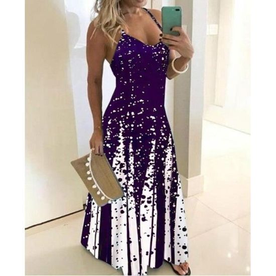 Robe longue métallique sexy à col en V bretelles spaghetti pour femme main image 0